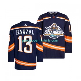 New York Islanders MATHEW BARZAL 13 Adidas 2022-2023 Reverse Retro Marine Authentic Shirt - Mannen